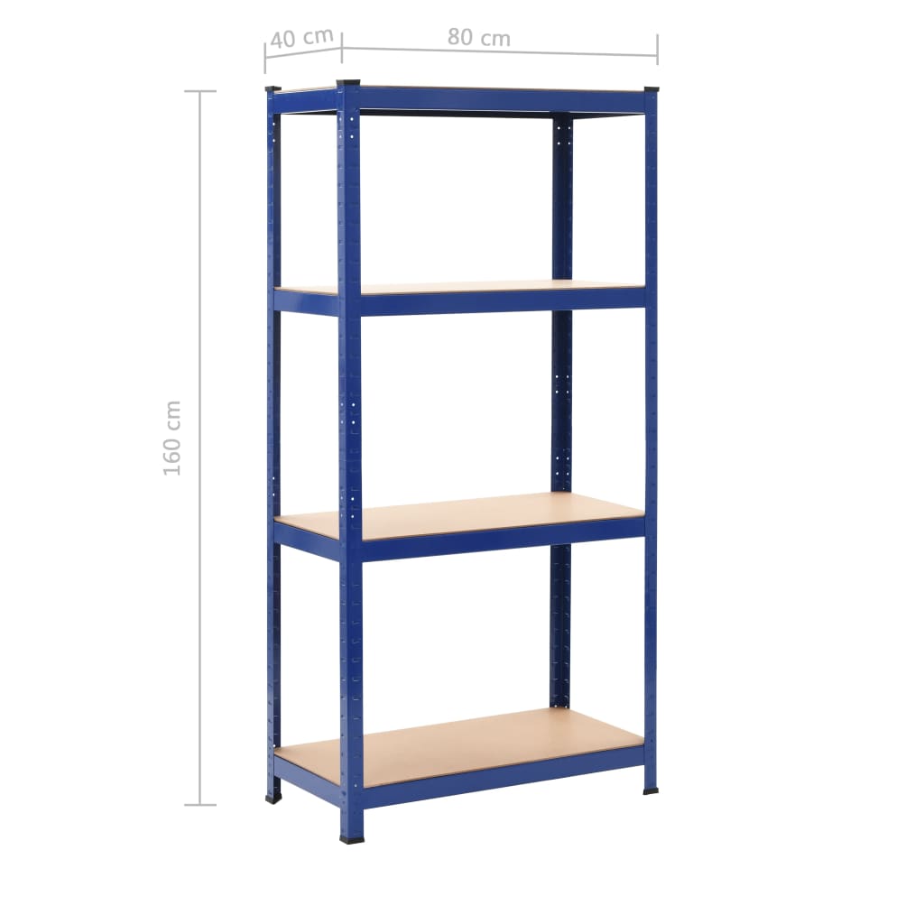 Police za pohranu 2 kom plave 80 x 40 x 160 cm čelik i MDF