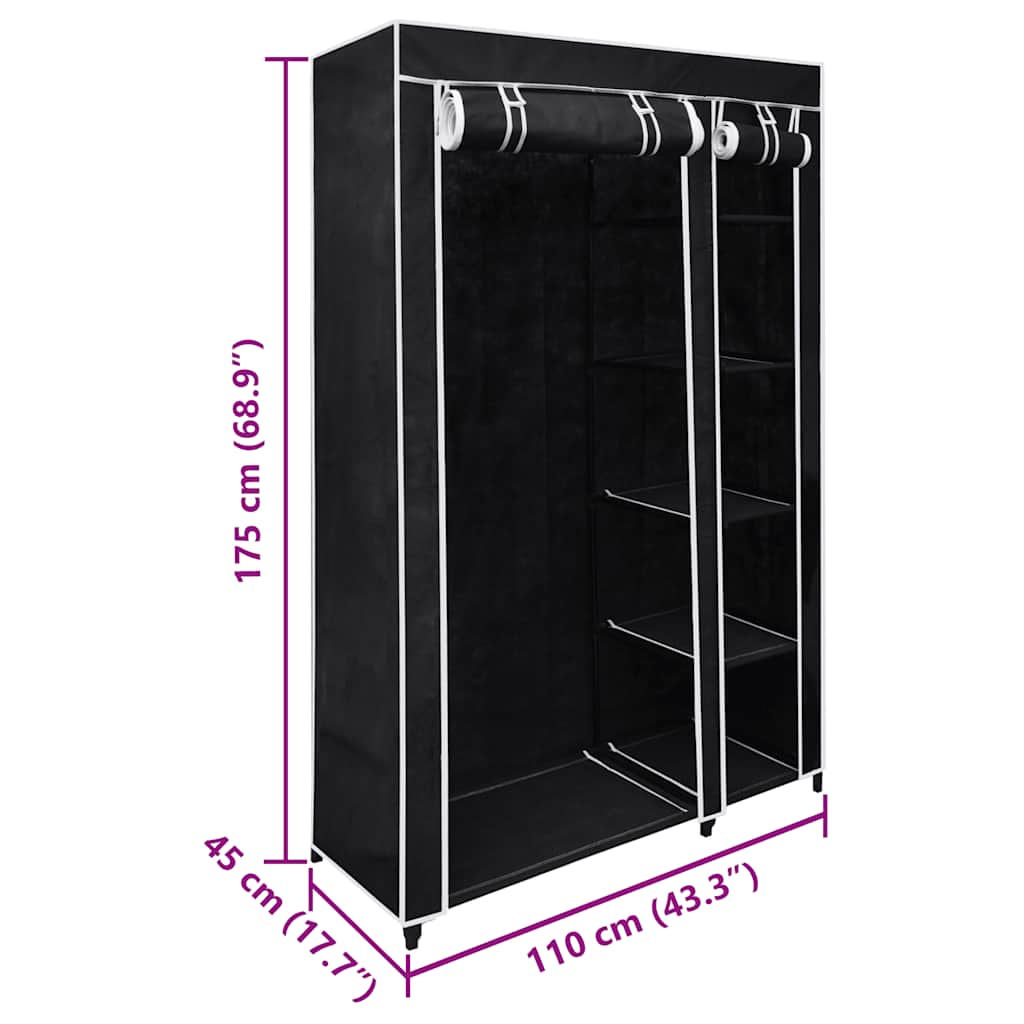 Sklopivi Ormar Crni 110 x 45 x 175 cm