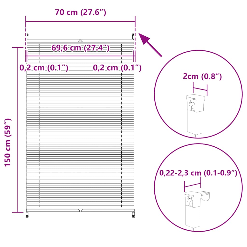Žaluzine krem boje 70 x 150 cm