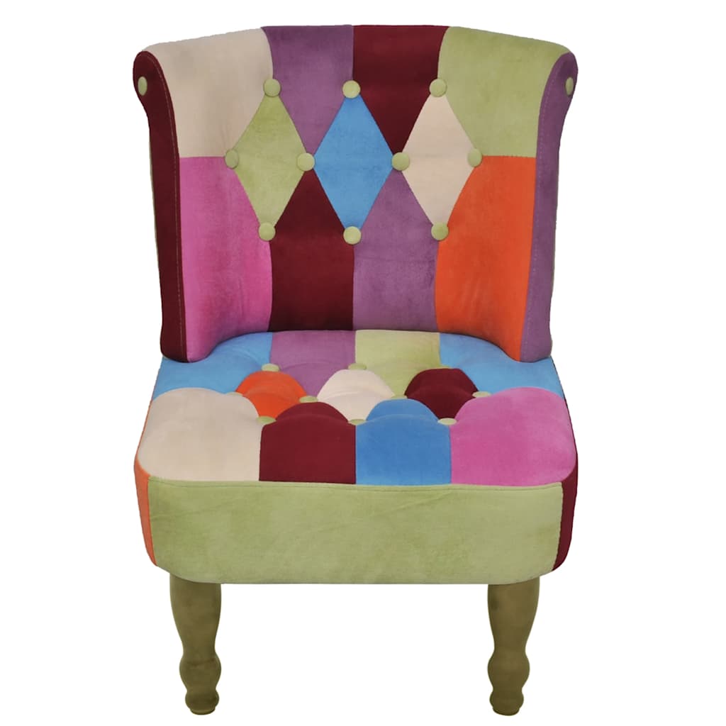Francuska fotelja od tkanine s patchwork dizajnom
