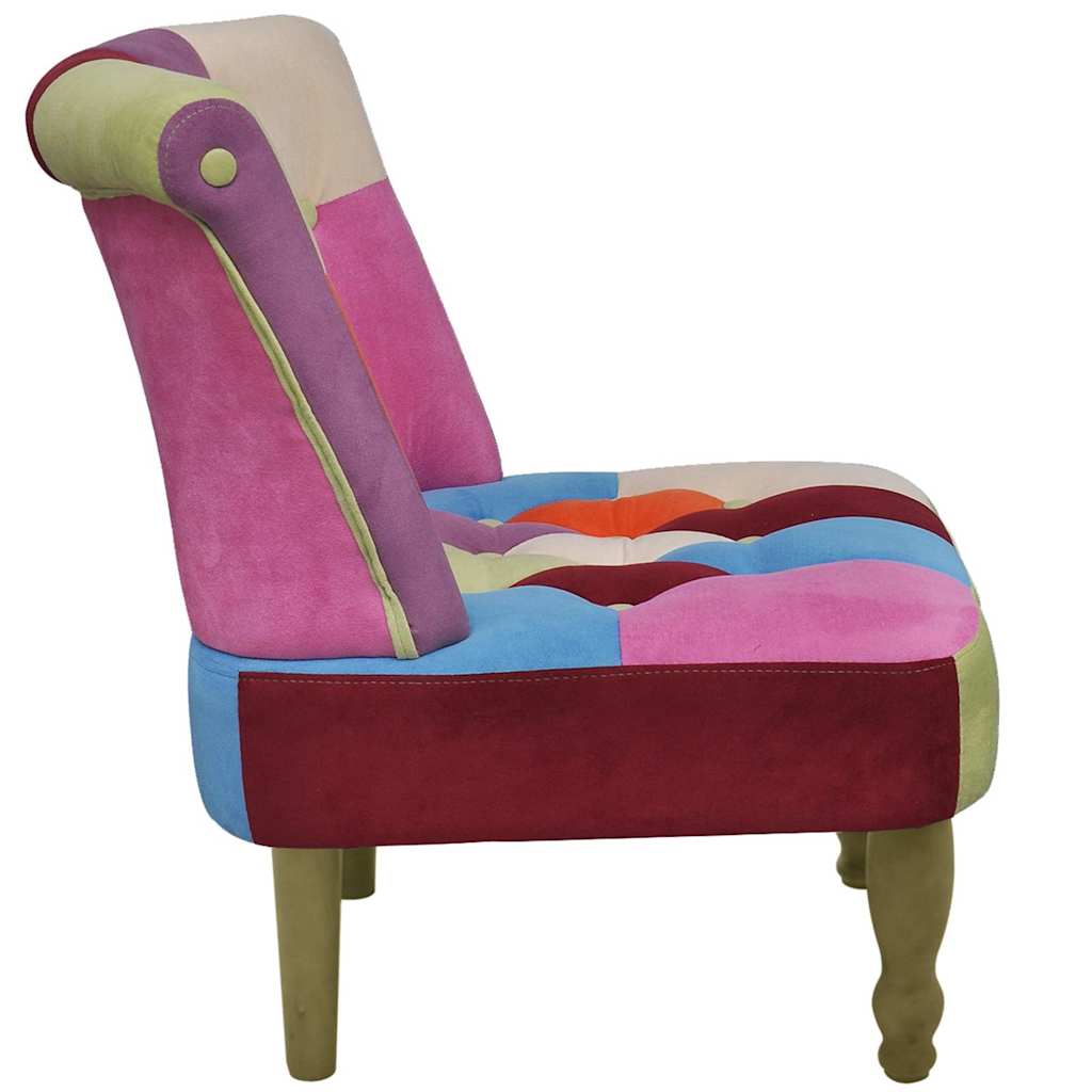 Francuska fotelja od tkanine s patchwork dizajnom