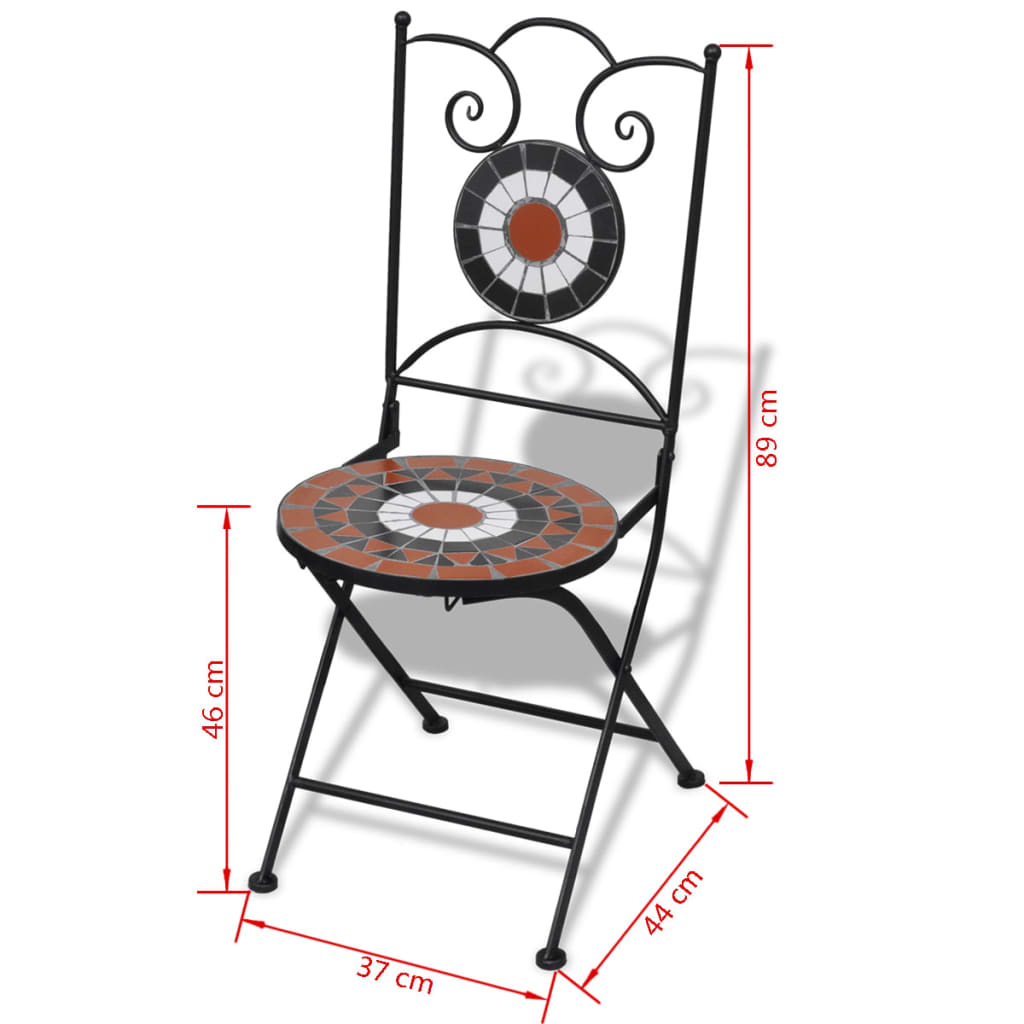3-dijelni bistro set s keramičkim pločicama terakota-bijeli