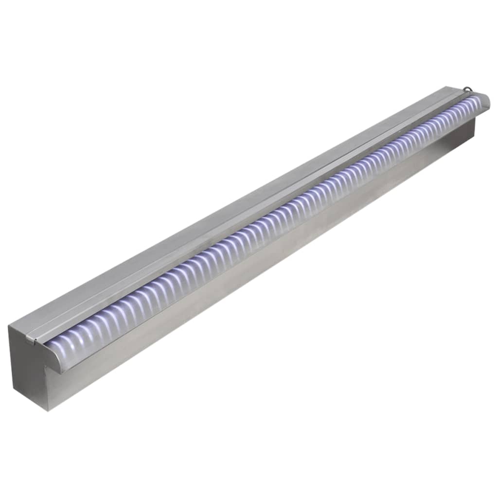 Pravokutna fontana za bazen s LED svjetlom nehrđajući čelik 90 cm