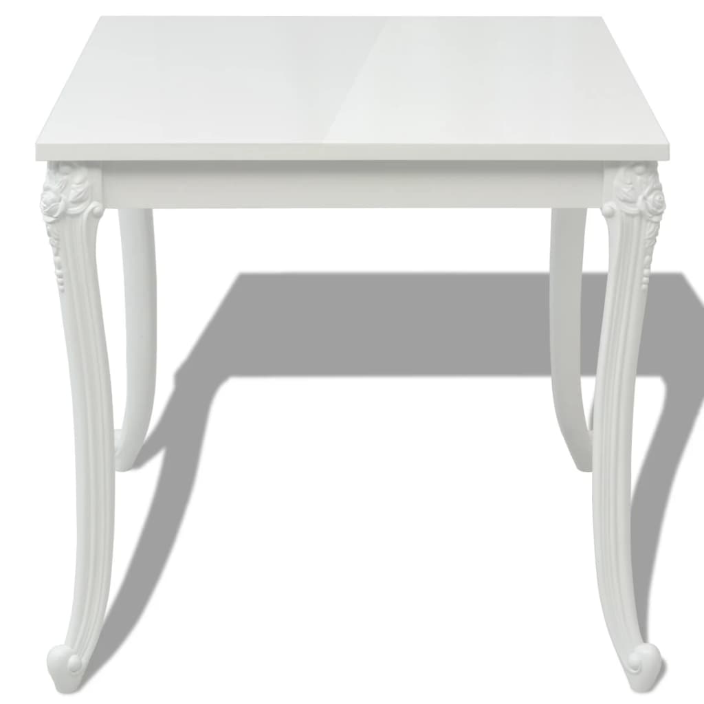 Blagovaonski Stol 80x80x76 cm Visoki Sjaj Bijeli