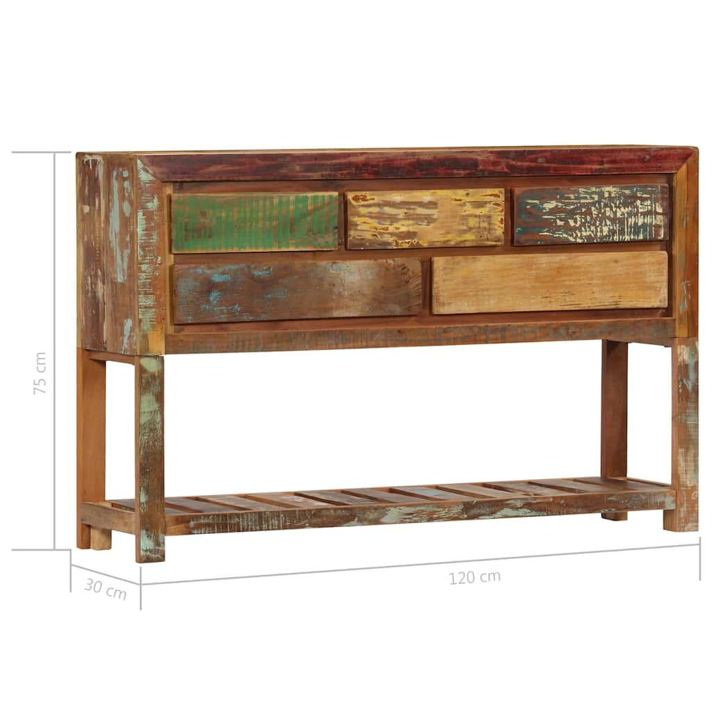 Komoda od masivnog obnovljenog drva 120 x 30 x 75 cm Šarena