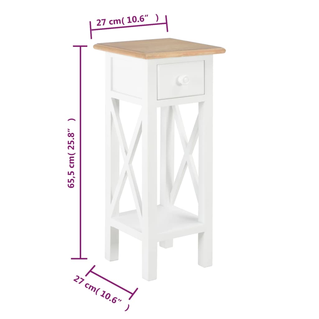 280057  Side Table White 27x27x65,5 cm Wood