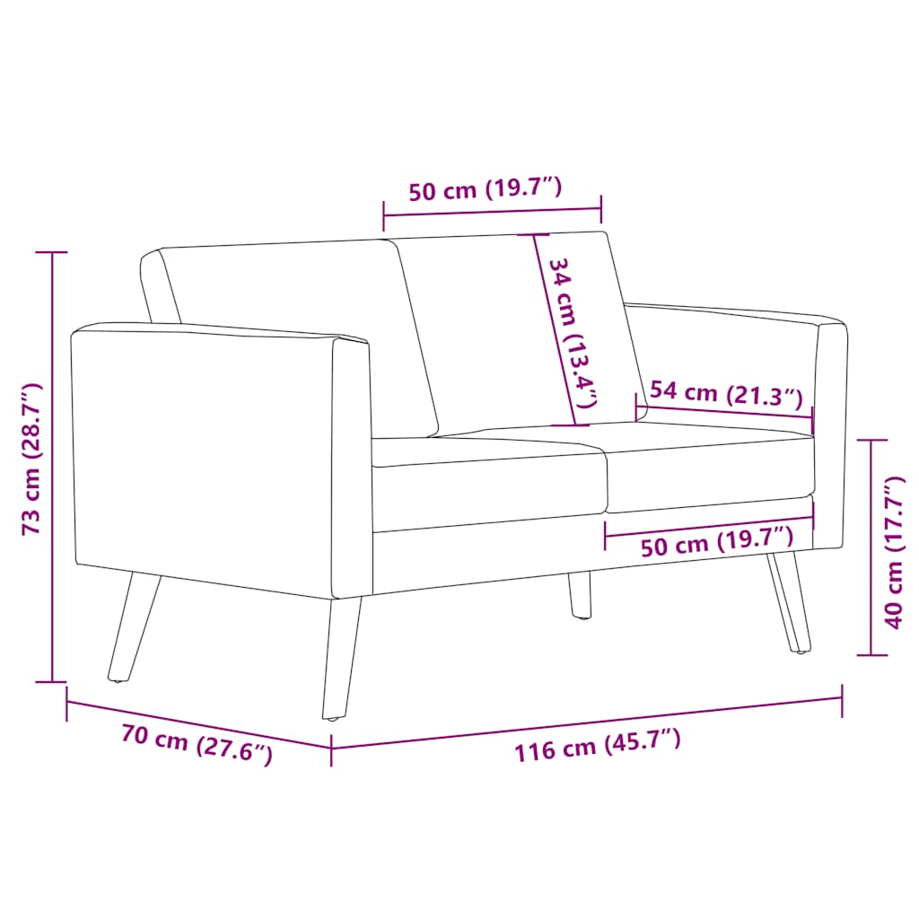 2-dijelni set sofa od tkanine smeđi