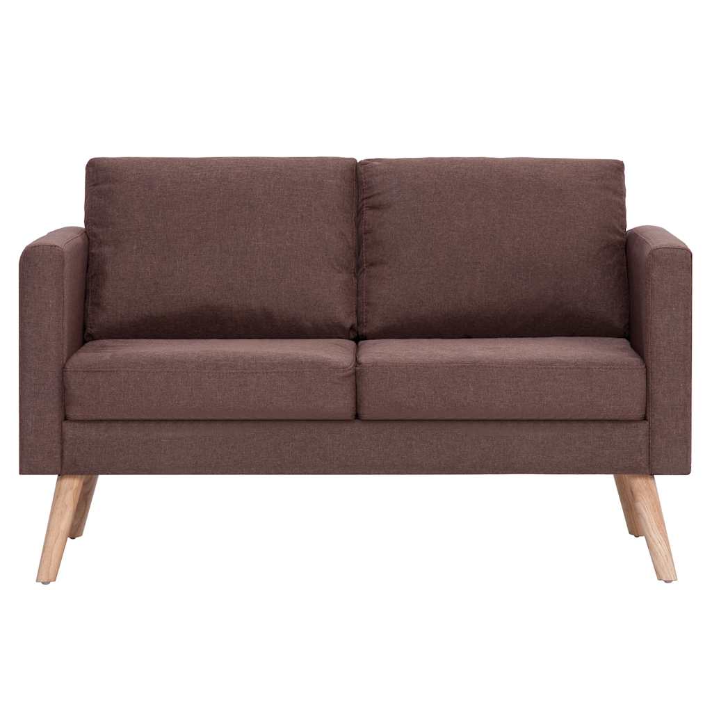 2-dijelni set sofa od tkanine smeđi