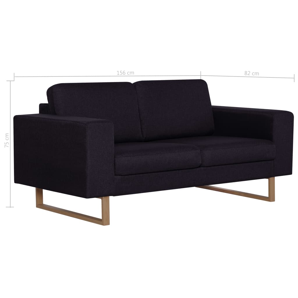 2-dijelni set sofa od tkanine crni