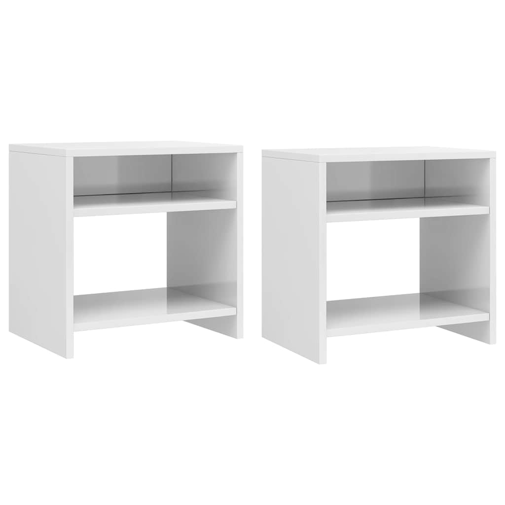 Noćni ormarić 2 kom sjajni bijeli 40x30x40 cm konstruirano drvo Bijela