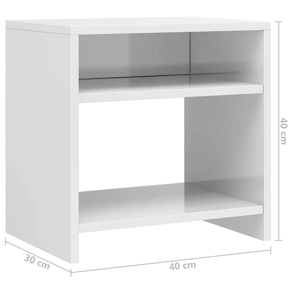 Noćni ormarić 2 kom sjajni bijeli 40x30x40 cm konstruirano drvo Bijela