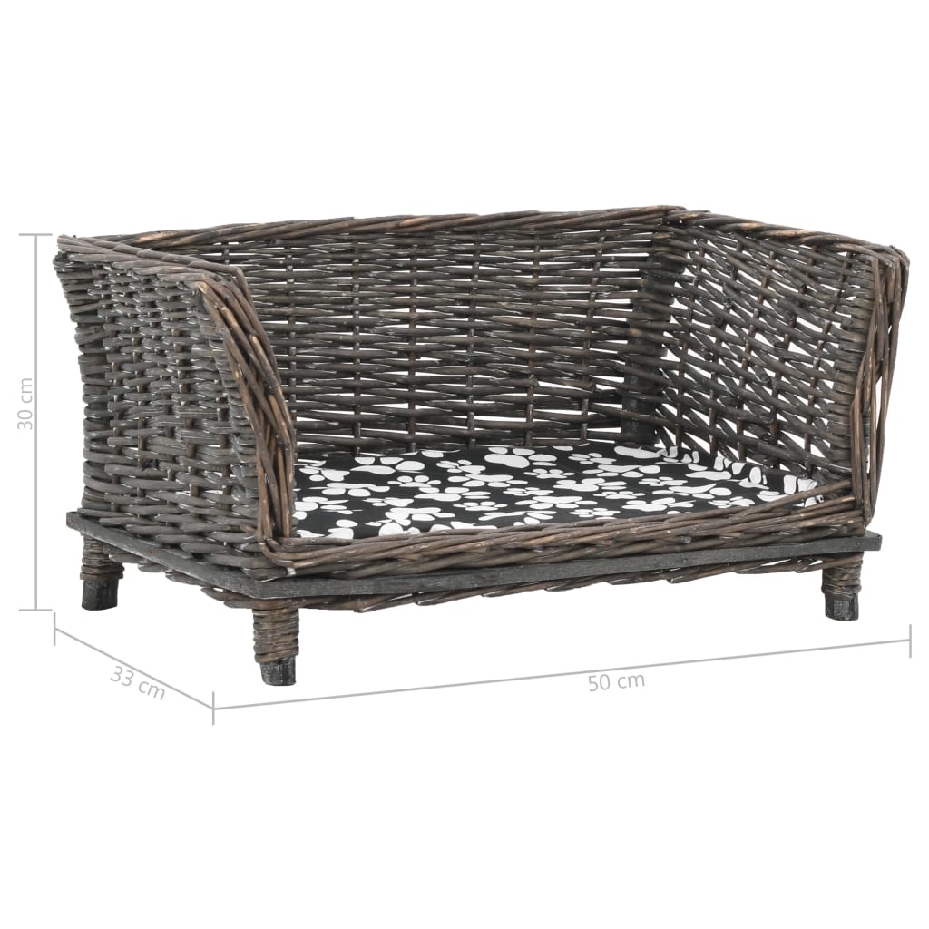 Košara za pse s jastukom siva 50 x 33 x 30 cm od prirodne vrbe