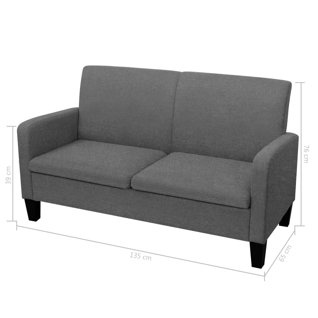 2-dijelni set sofa od tkanina tamnosivi
