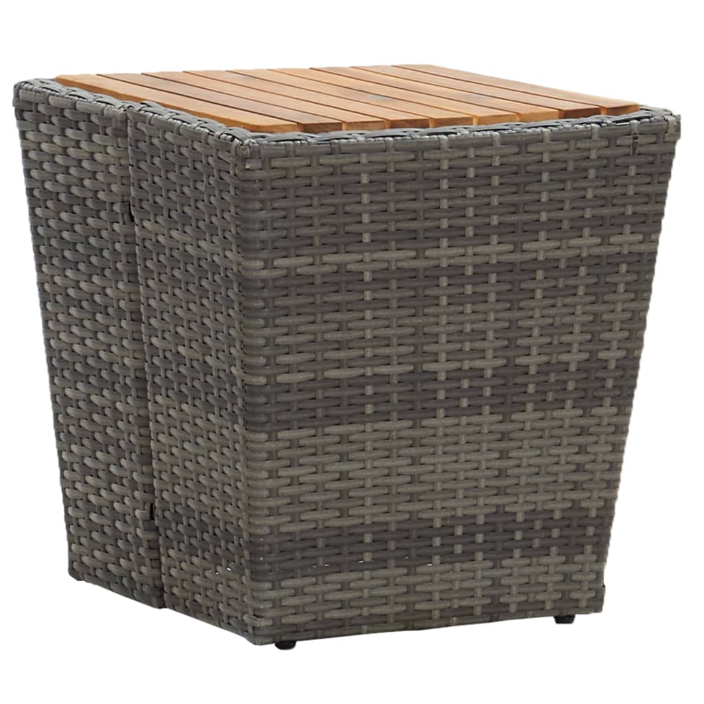 Stolić za čaj sivi 41,5x41,5x43 cm poliratan i bagremovo drvo