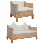 2-dijelni set sofa od prirodnog ratana s jastucima Smeđa
