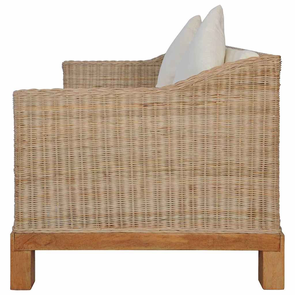 2-dijelni set sofa od prirodnog ratana s jastucima Smeđa