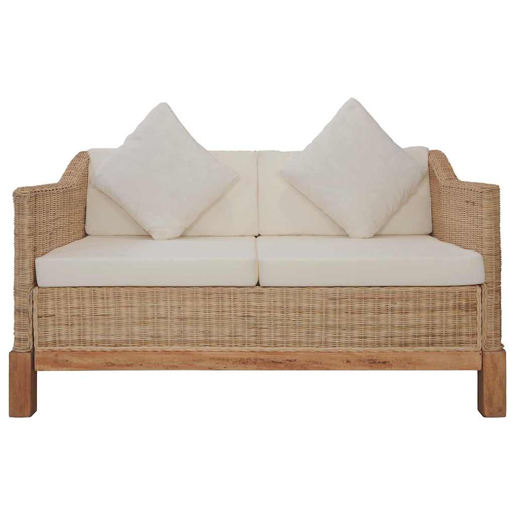 2-dijelni set sofa od prirodnog ratana s jastucima Smeđa