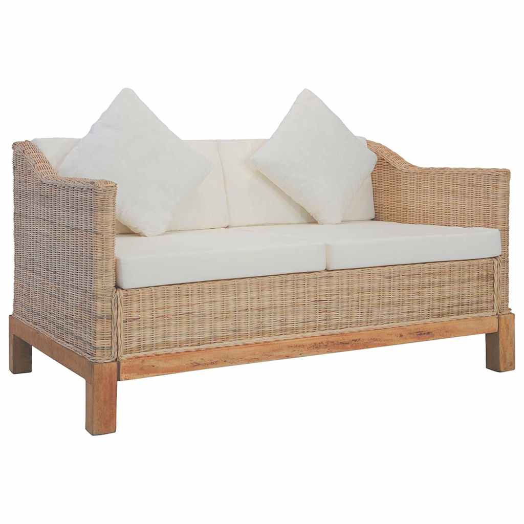 2-dijelni set sofa od prirodnog ratana s jastucima Smeđa