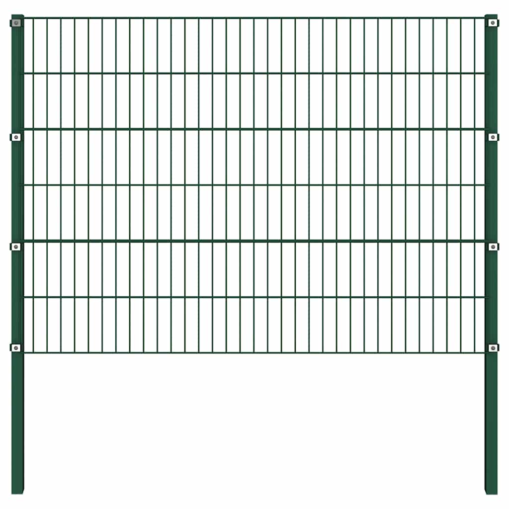 Ogradni panel sa stupovima od željeza 1385x120 cm zeleni