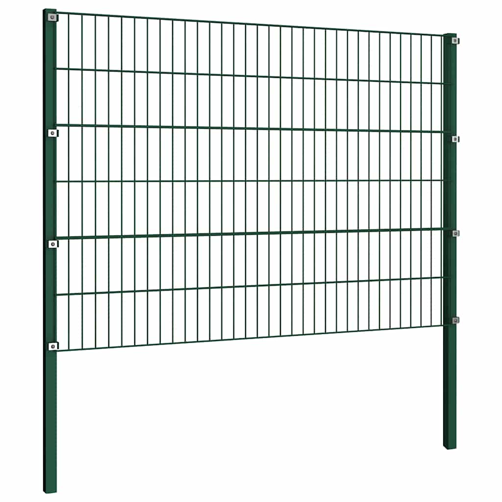 Ogradni panel sa stupovima od željeza 1730x120 cm zeleni