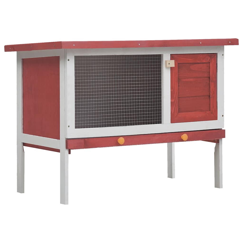 Vanjska kućica za zečeve s 1 katom crvena drvena