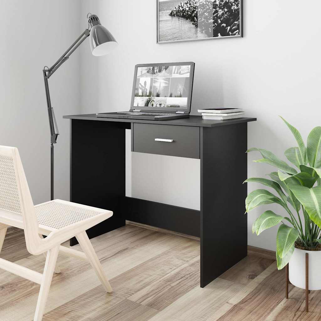 Radni stol crni 100 x 50 x 76 cm od konstruiranog drva Crna