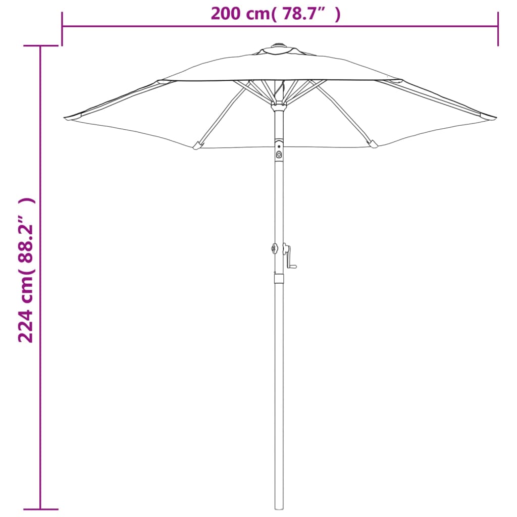 Suncobran boja cigle 200 x 224 cm aluminijski