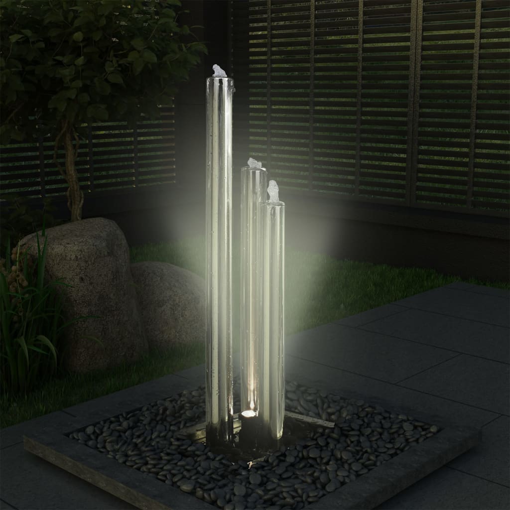 Vrtna fontana srebrna 48 x 34 x 123 cm od nehrđajućeg čelika