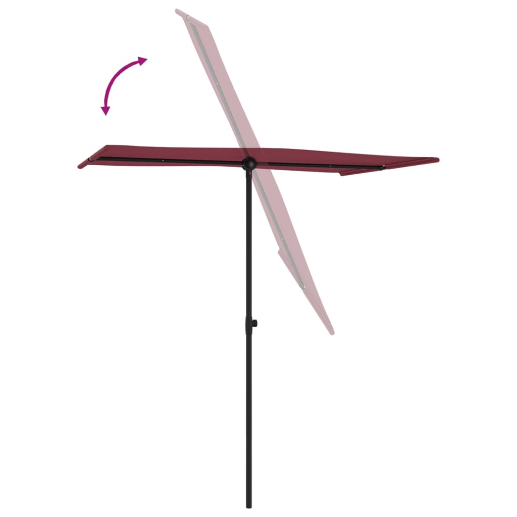 Vrtni suncobran s aluminijskim stupom 180 x 110 cm bordo