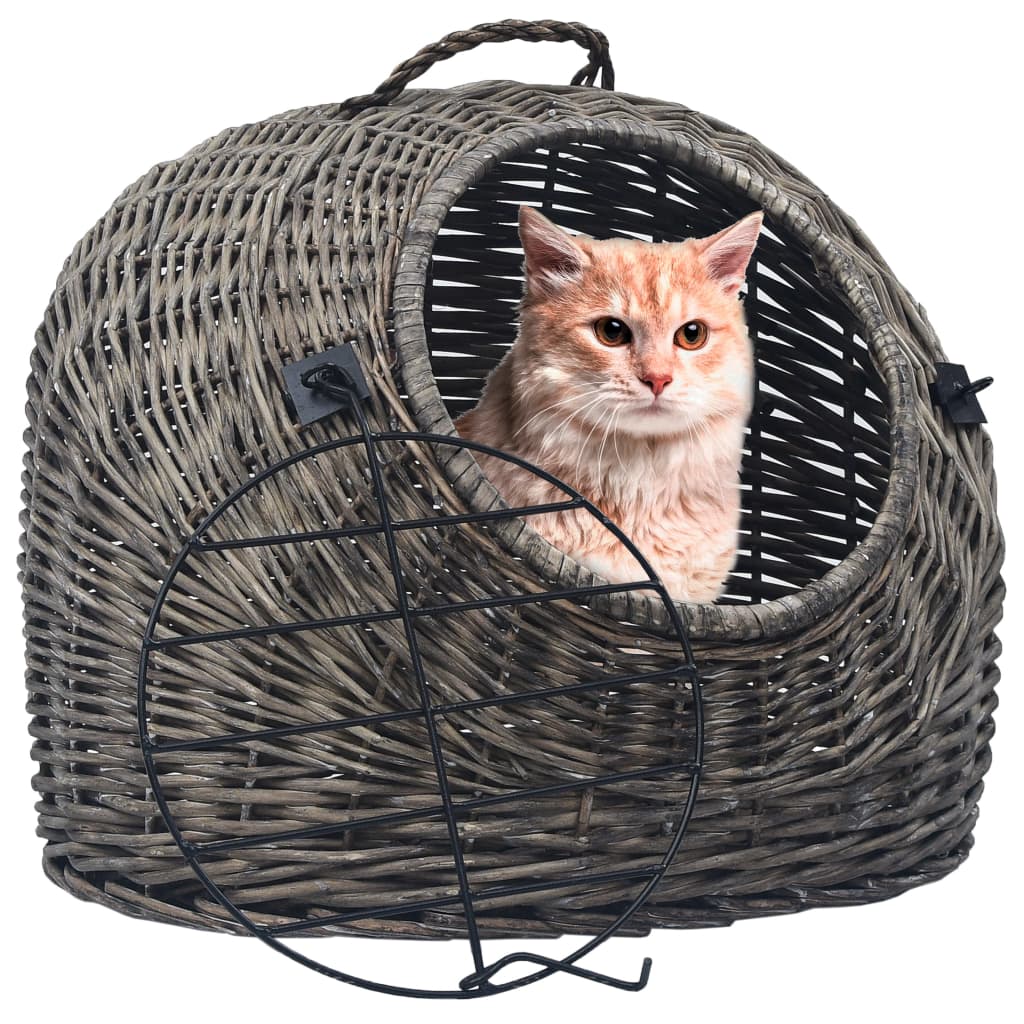Transporter za mačke sivi 60 x 45 x 45 cm od prirodne vrbe