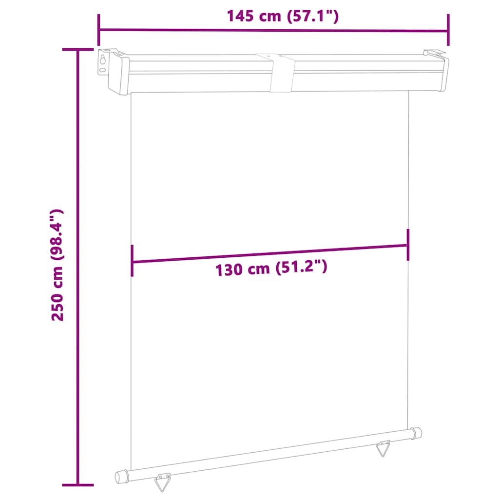 Balkonska bočna tenda 145 x 250 cm krem