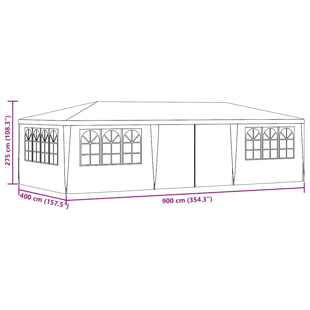 Profesionalni šator za zabave 4 x 9 m zeleni 90 g/m²