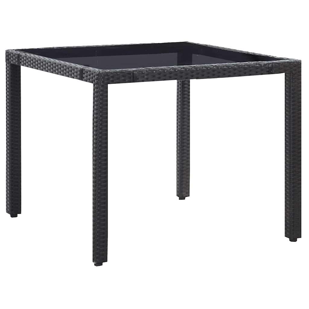 5-dijelni vrtni blagovaonski set od poliratana crni Crna Dužina stola 90 cm