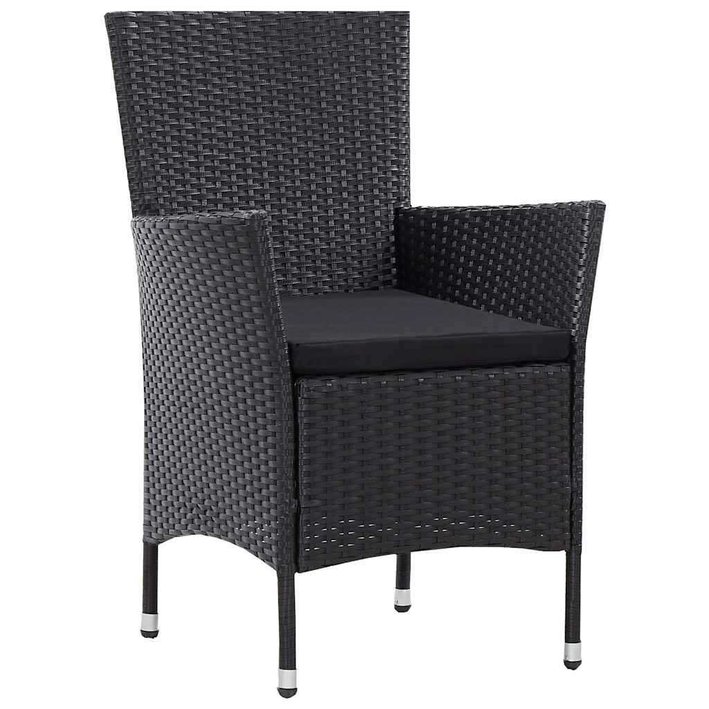 5-dijelni vrtni blagovaonski set od poliratana crni Crna Dužina stola 90 cm