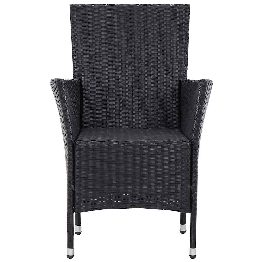 5-dijelni vrtni blagovaonski set od poliratana crni Crna Dužina stola 90 cm