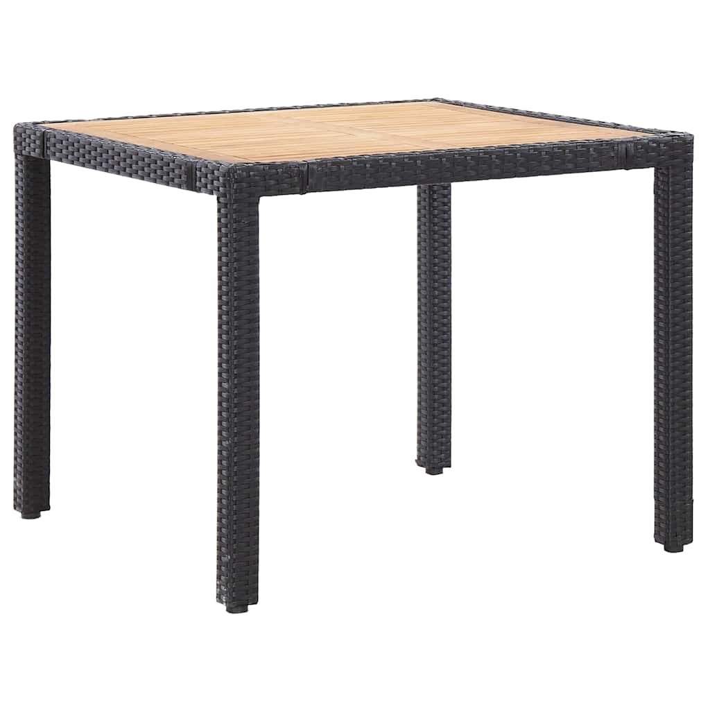 5-dijelni vrtni blagovaonski set od poliratana s jastucima crni Crna Dužina stola 90 cm