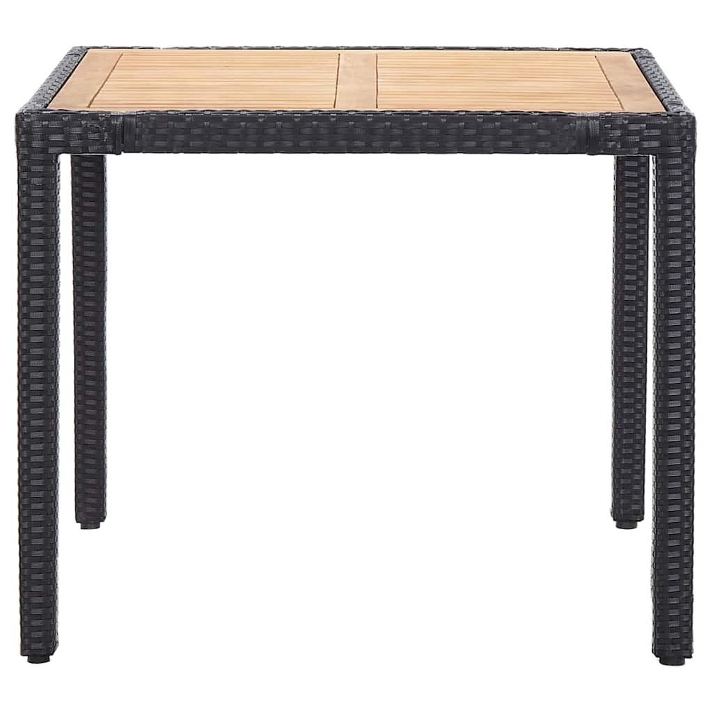5-dijelni vrtni blagovaonski set od poliratana s jastucima crni Crna Dužina stola 90 cm