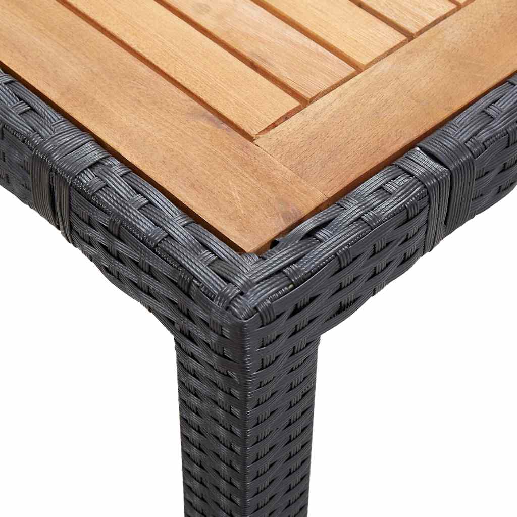 5-dijelni vrtni blagovaonski set od poliratana s jastucima crni Crna Dužina stola 90 cm
