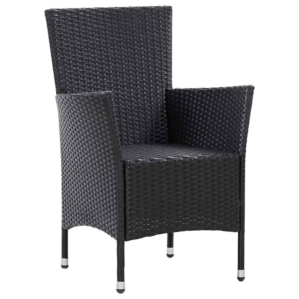 5-dijelni vrtni blagovaonski set od poliratana s jastucima crni Crna Dužina stola 90 cm