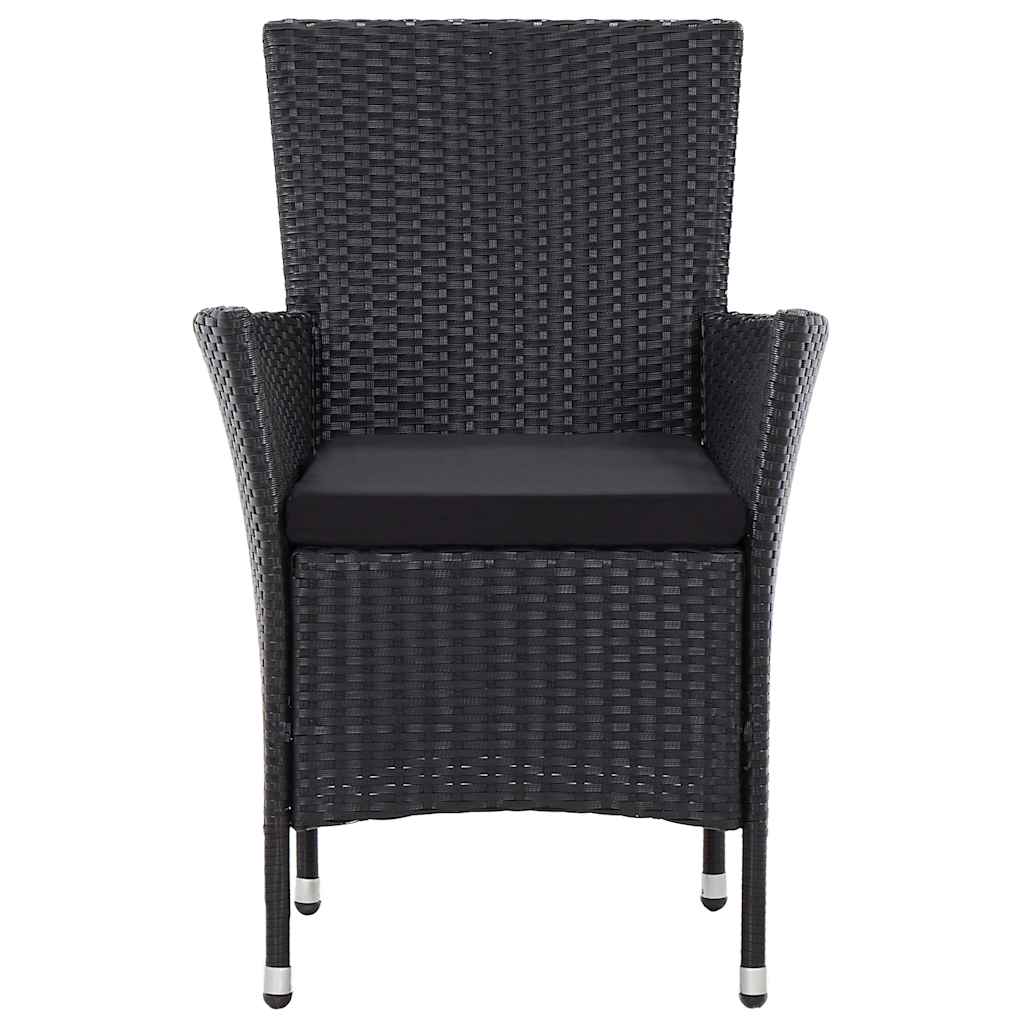 5-dijelni vrtni blagovaonski set od poliratana s jastucima crni Crna Dužina stola 90 cm