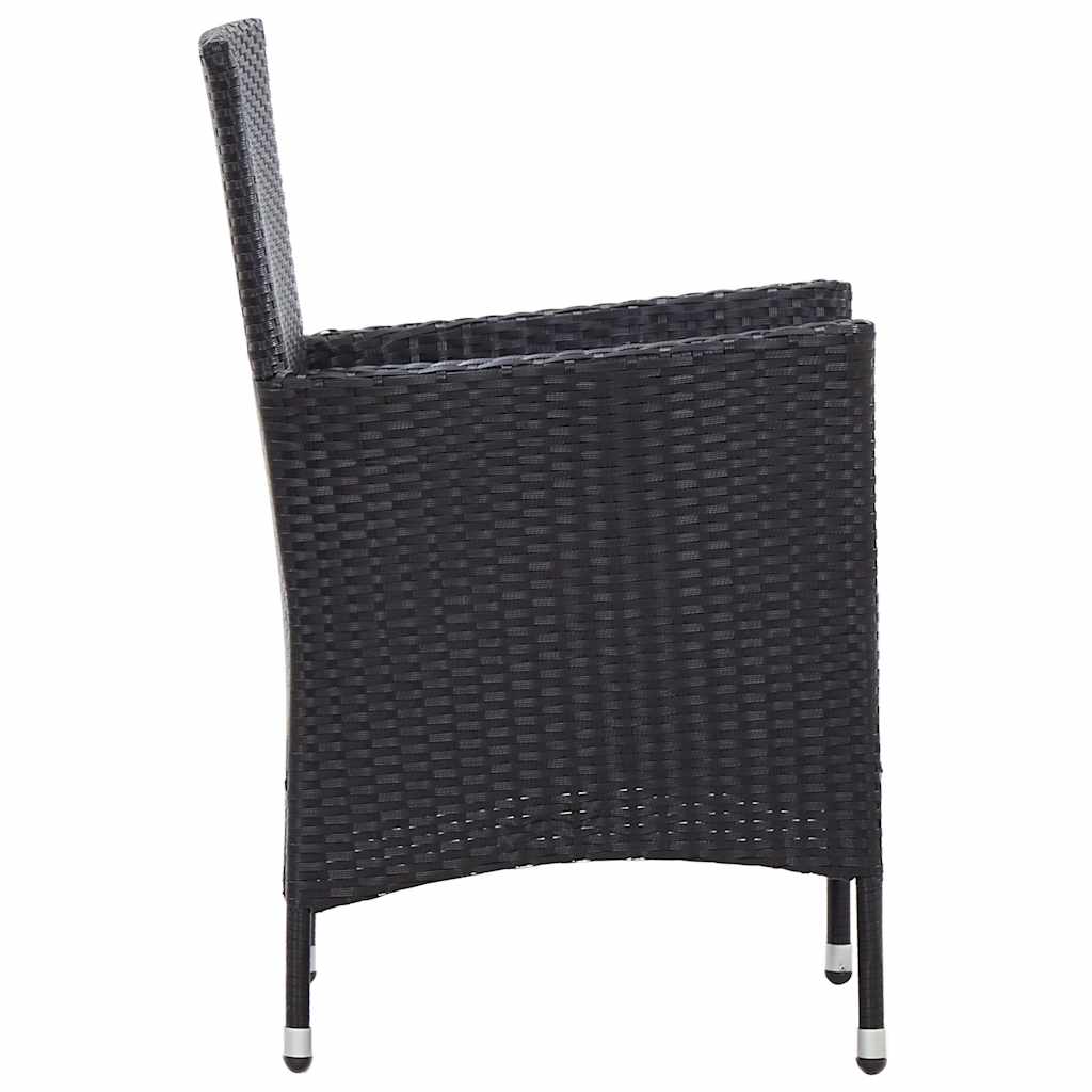 5-dijelni vrtni blagovaonski set od poliratana s jastucima crni Crna Dužina stola 90 cm
