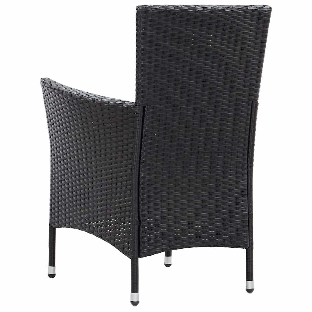 5-dijelni vrtni blagovaonski set od poliratana s jastucima crni Crna Dužina stola 90 cm