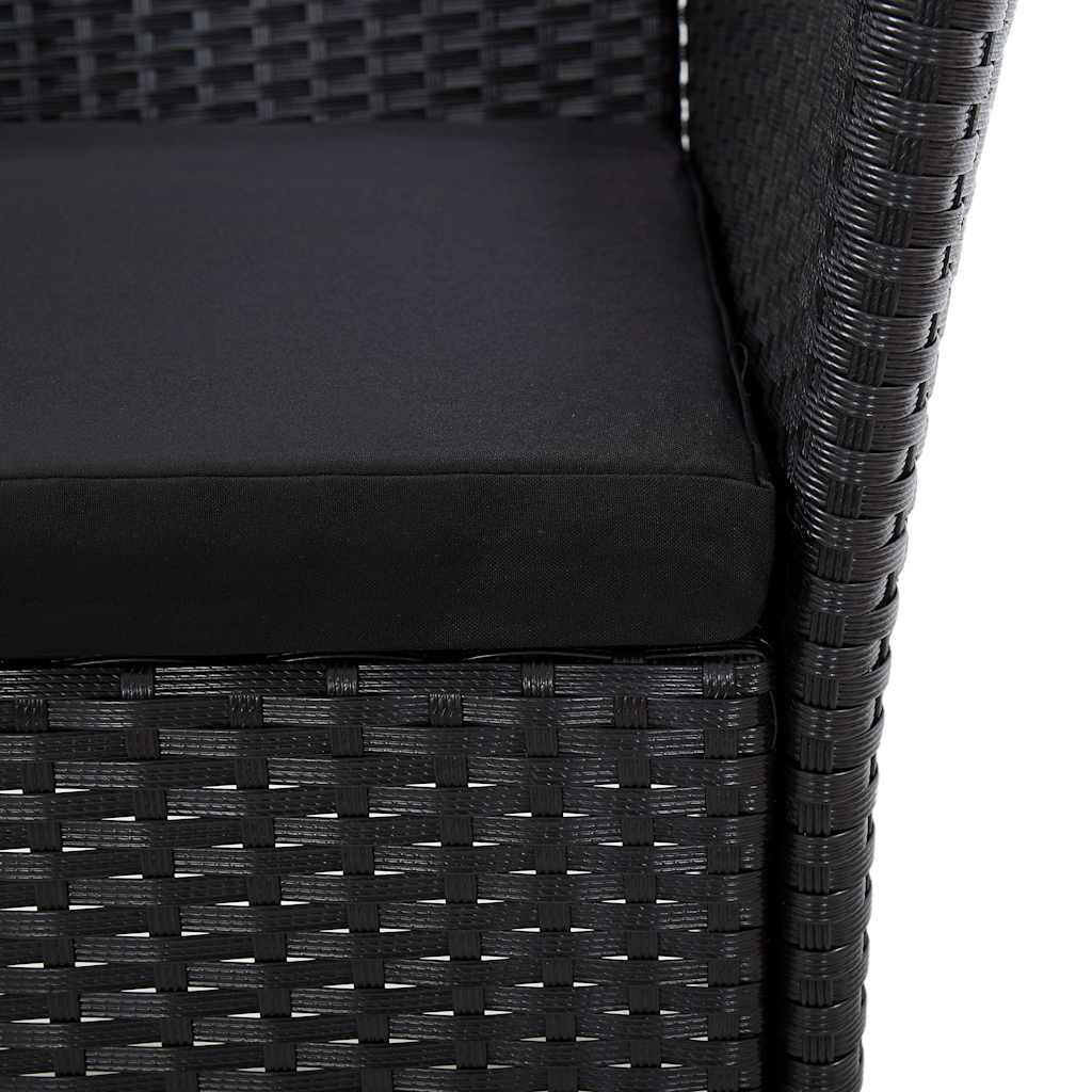 5-dijelni vrtni blagovaonski set od poliratana s jastucima crni Crna Dužina stola 90 cm