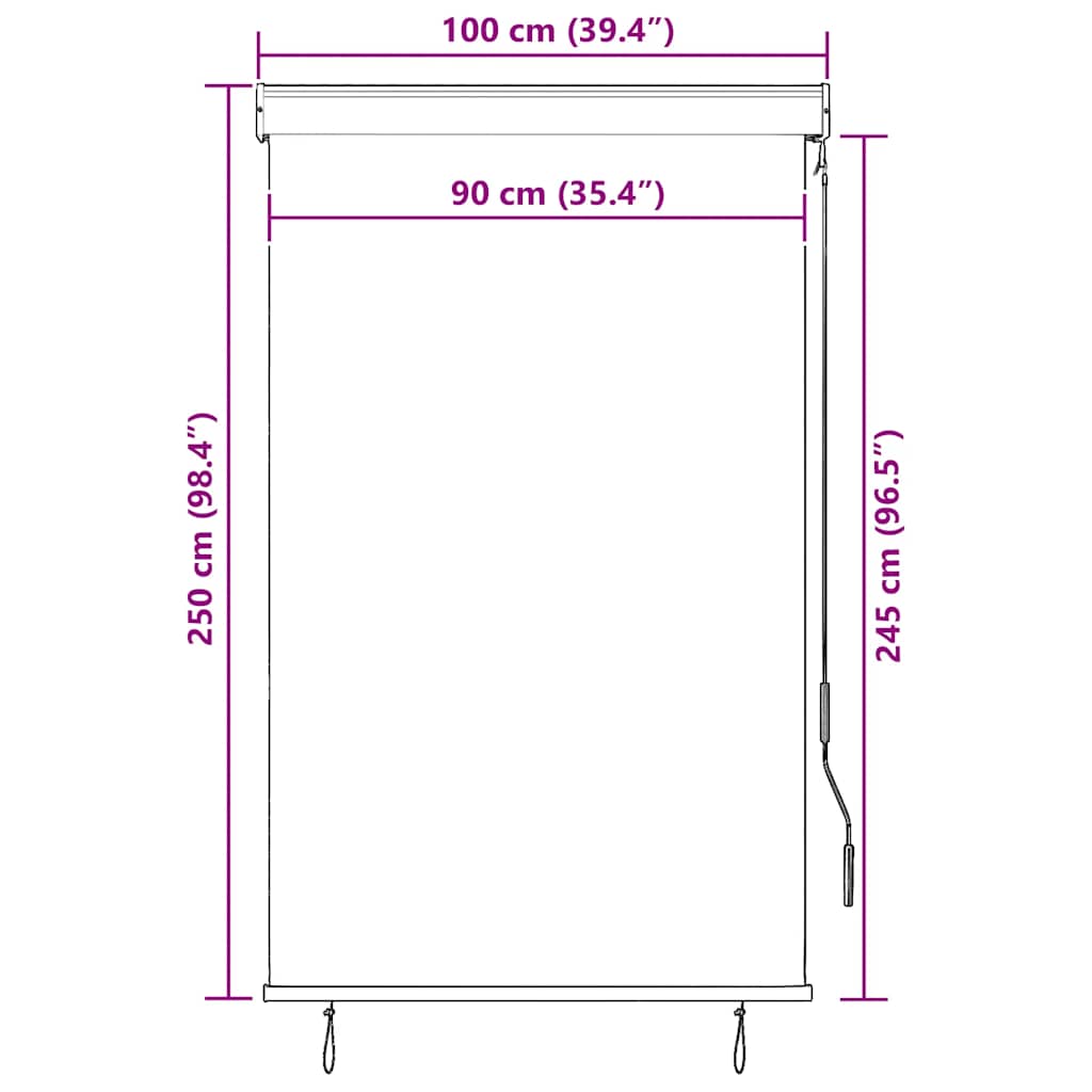 Vanjska roleta 100 x 250 cm bijelo-narančasta