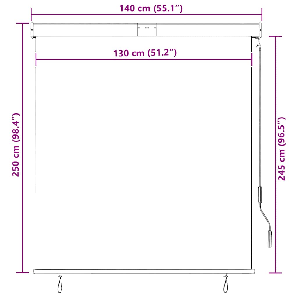 Vanjska roleta 140 x 250 cm antracit