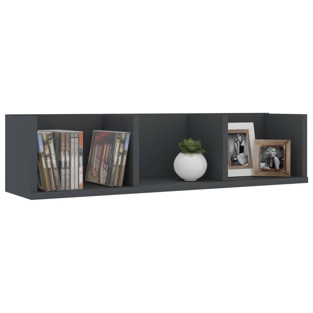 Zidna polica za CD-ove siva 75 x 18 x 18 cm konstruirano drvo