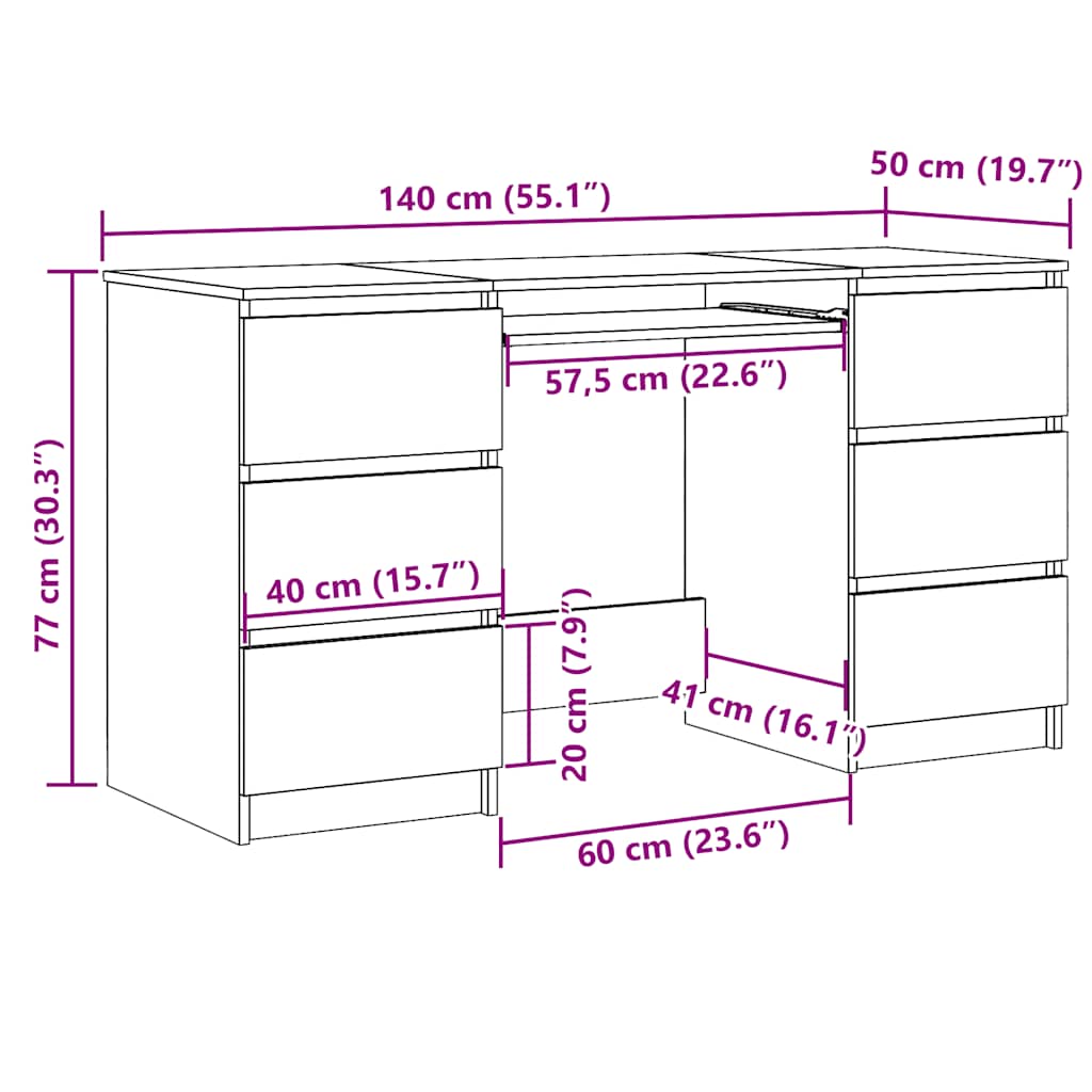 Pisaći stol crni 140 x 50 x 77 cm od konstruiranog drva