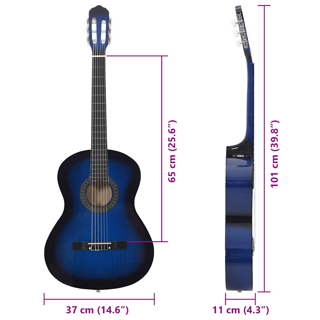 Klasična gitara za početnike plava 4/4 39" od drva lipe