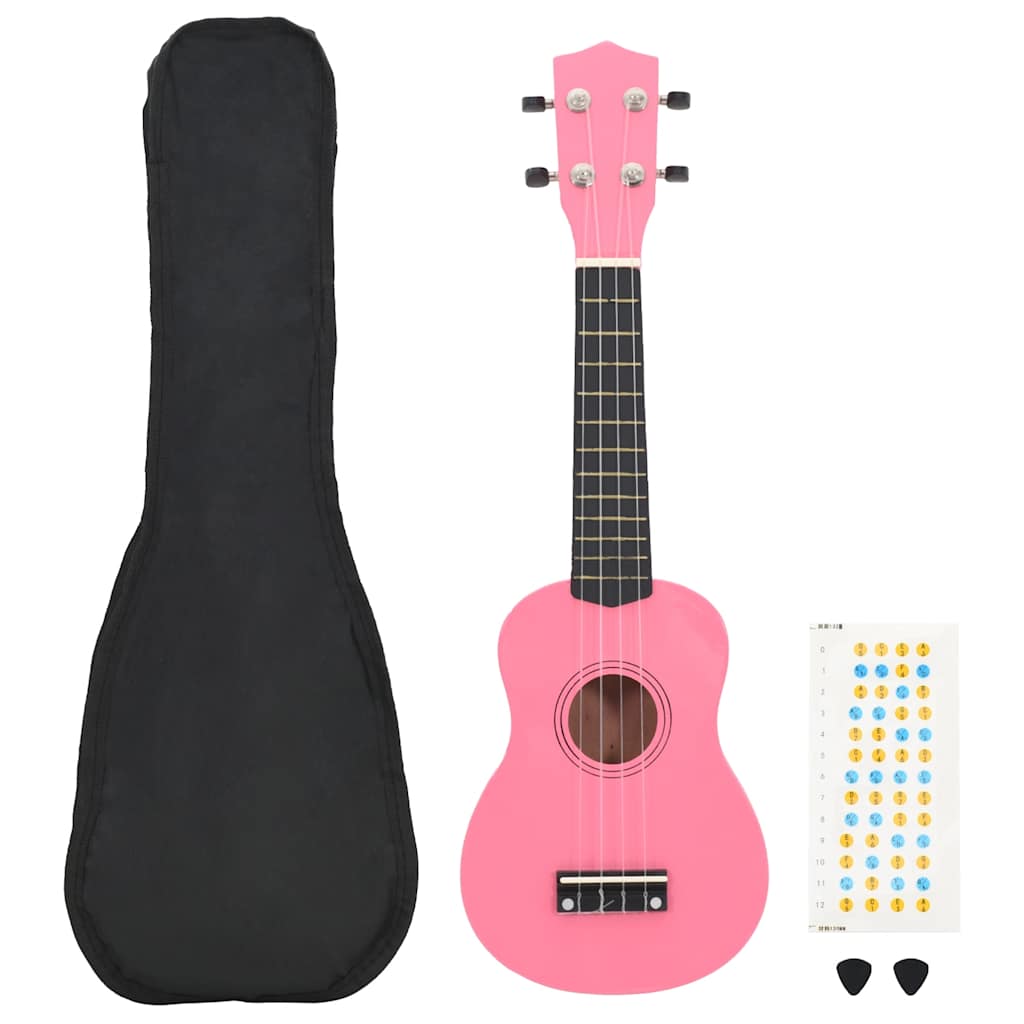 Set dječjeg ukulelea Soprano s torbom ružičasti 21 "