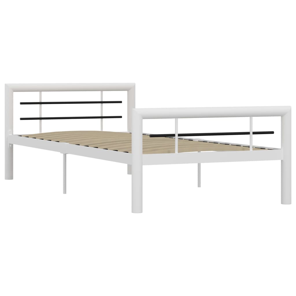 Okvir za krevet bijelo-crni metalni 90 x 200 cm